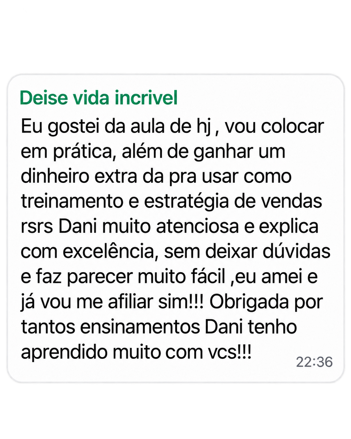 Print de depoimento de aluno 5.